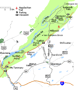 sunfish pond, catfish pond, blue Mountain Lake, hemlock pond, Indian Rock, Crater Lake, bliarstown, millbrook, Mt. tammany, Shawnee, Delaware Water Gap National Recreation Area, Appalachian Trail